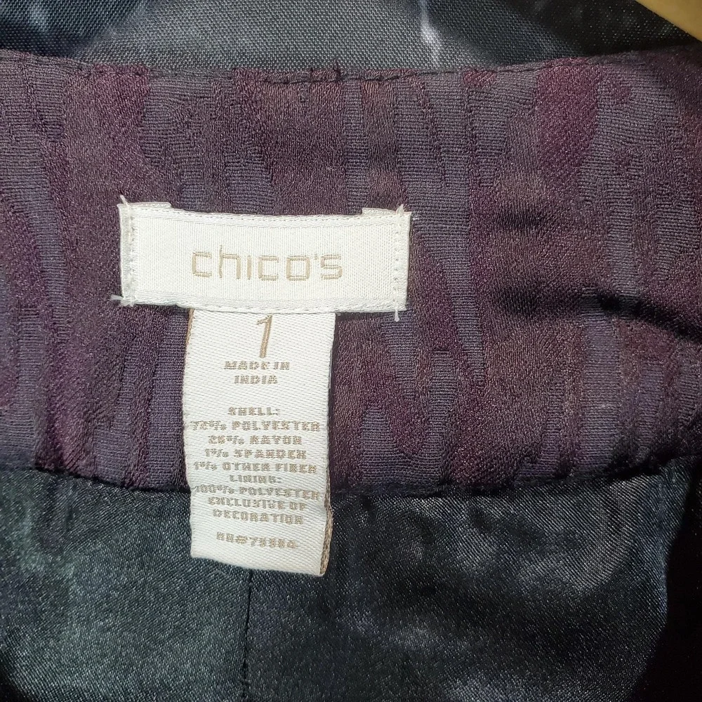Chicos Jacket Womens Medium‎ Purple Beaded Elegant Fall Holiday Formal Lux Glam
